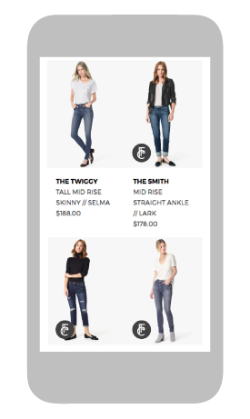 Mobile designs of shopping experience with Fitcode badge